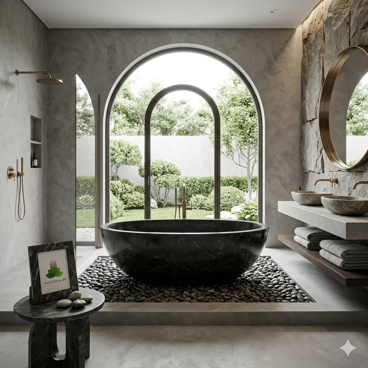 Freestanding Terrazzo Stone Bathtub - Handcrafted in Bali