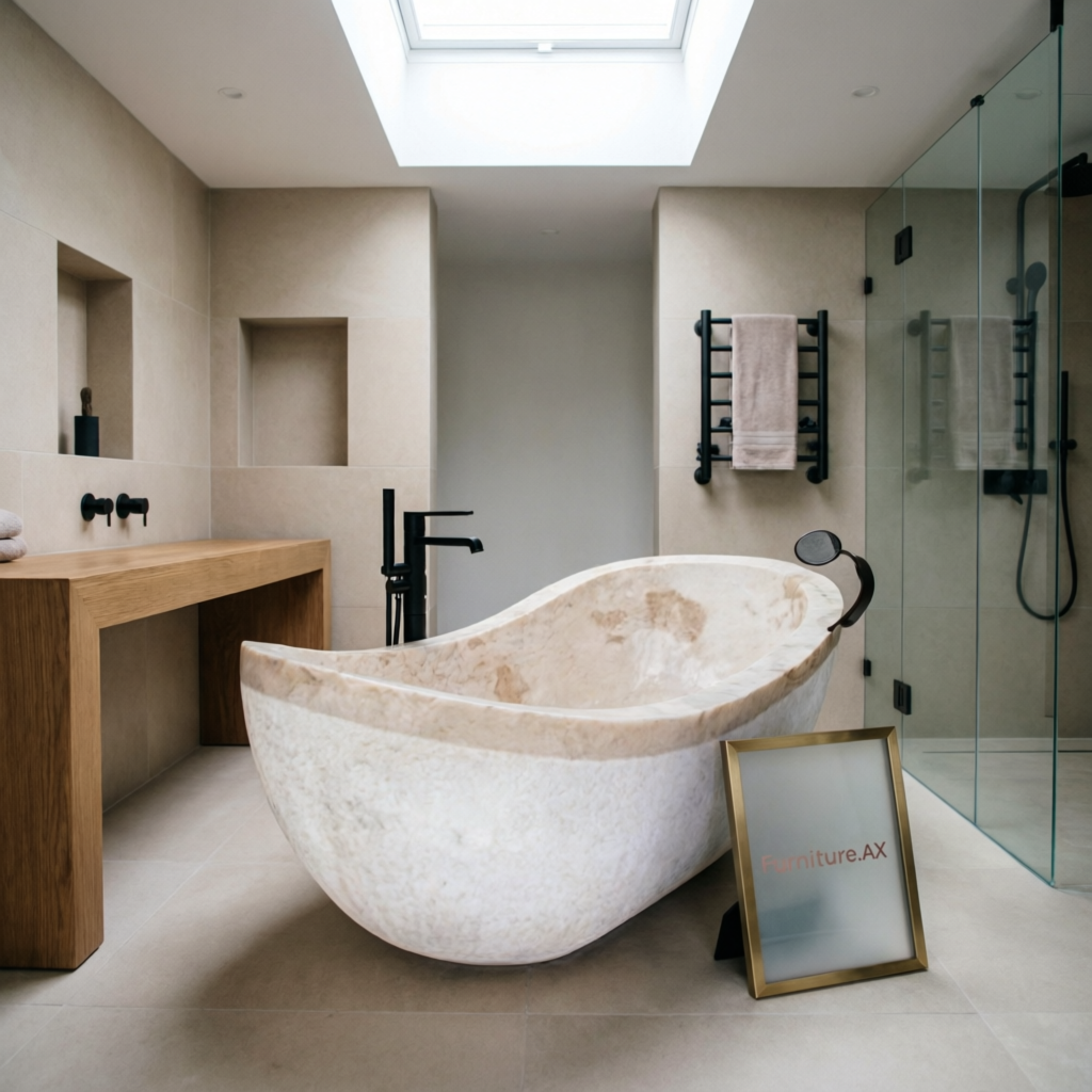 Handcrafted Marble Stone Freestanding Bathtub - Spa Quality (Oval)