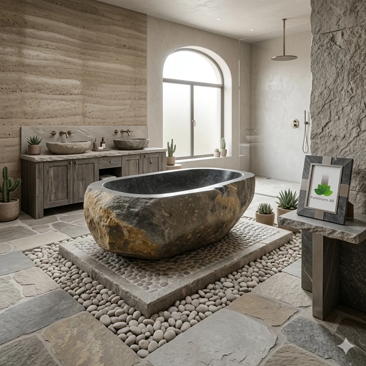 Handcrafted Natural Stone Freestanding Bathtub - Spa Quality