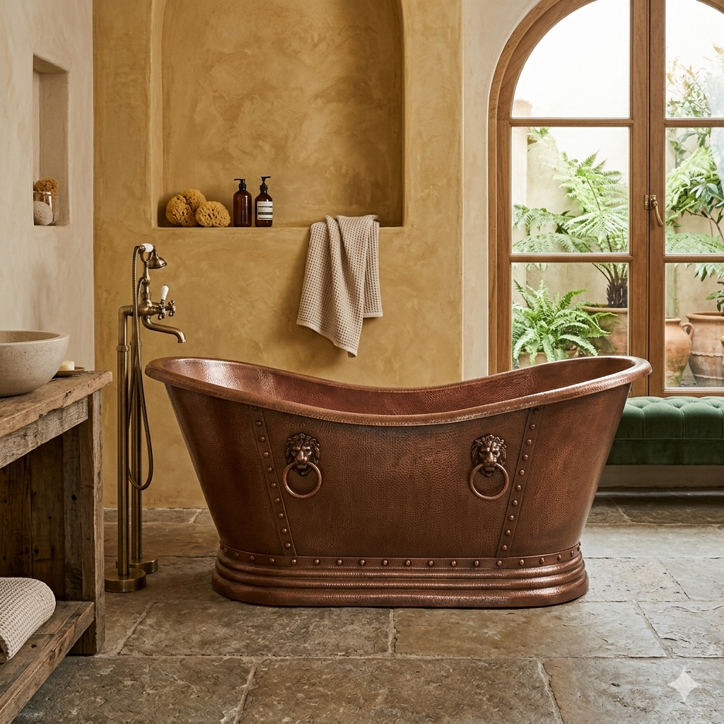 Handcrafted Copper Freestanding Bathtub - Spa Quality