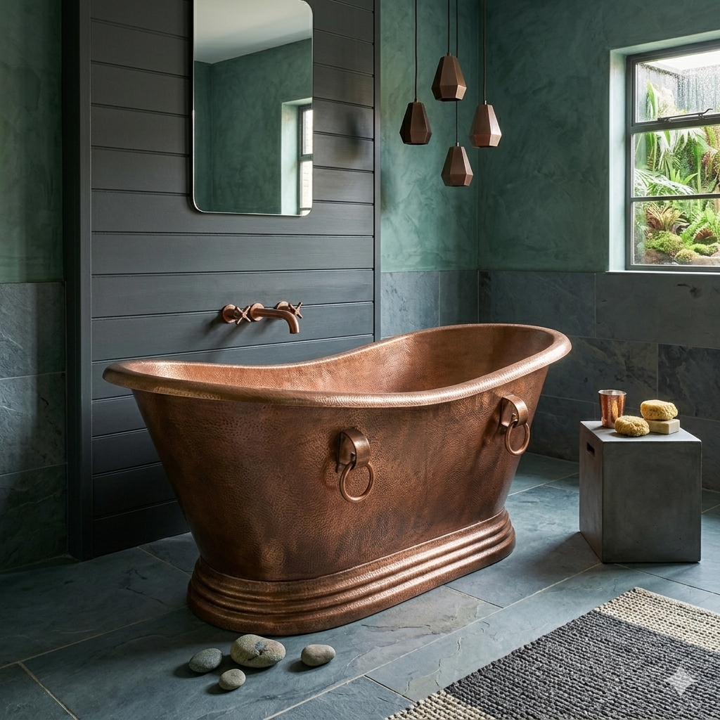Handcrafted Copper Freestanding Bathtub - Spa Quality