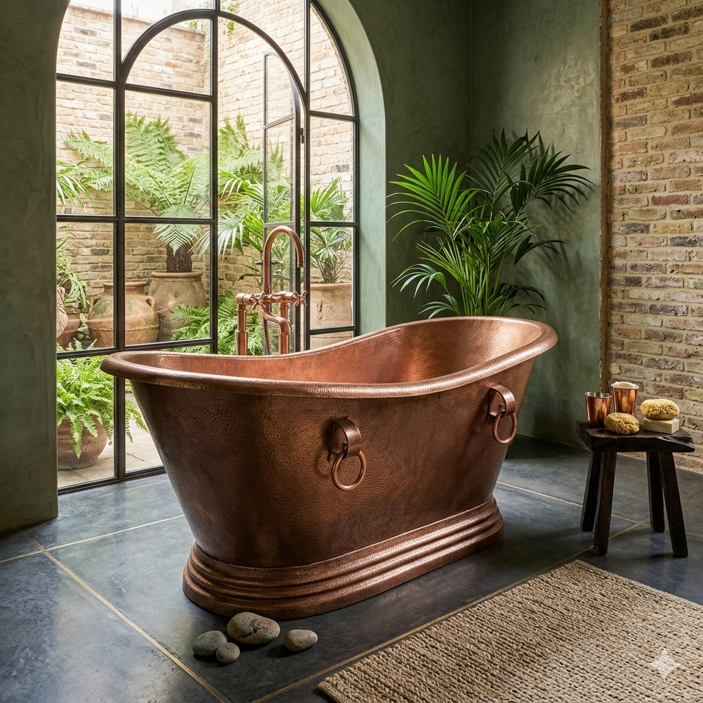 Handcrafted Copper Freestanding Bathtub - Spa Quality