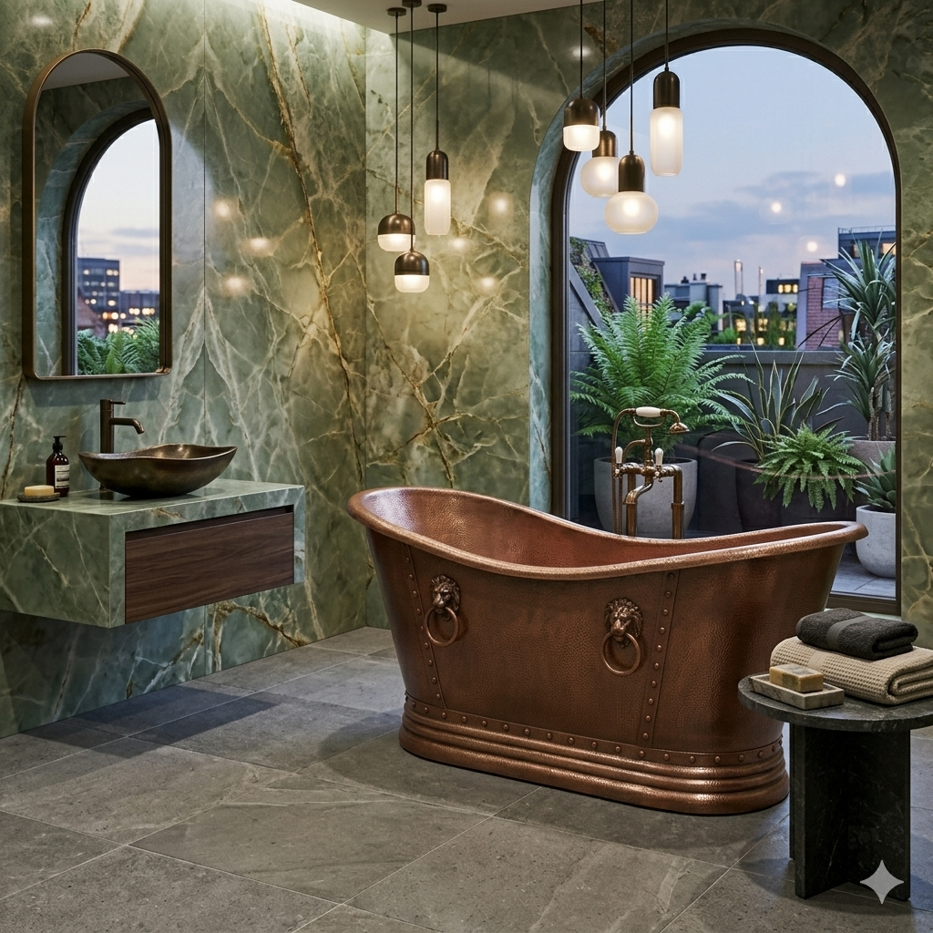 Handcrafted Copper Freestanding Bathtub - Spa Quality