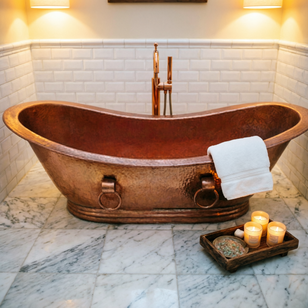 Handcrafted Copper Freestanding Bathtub - Spa Quality