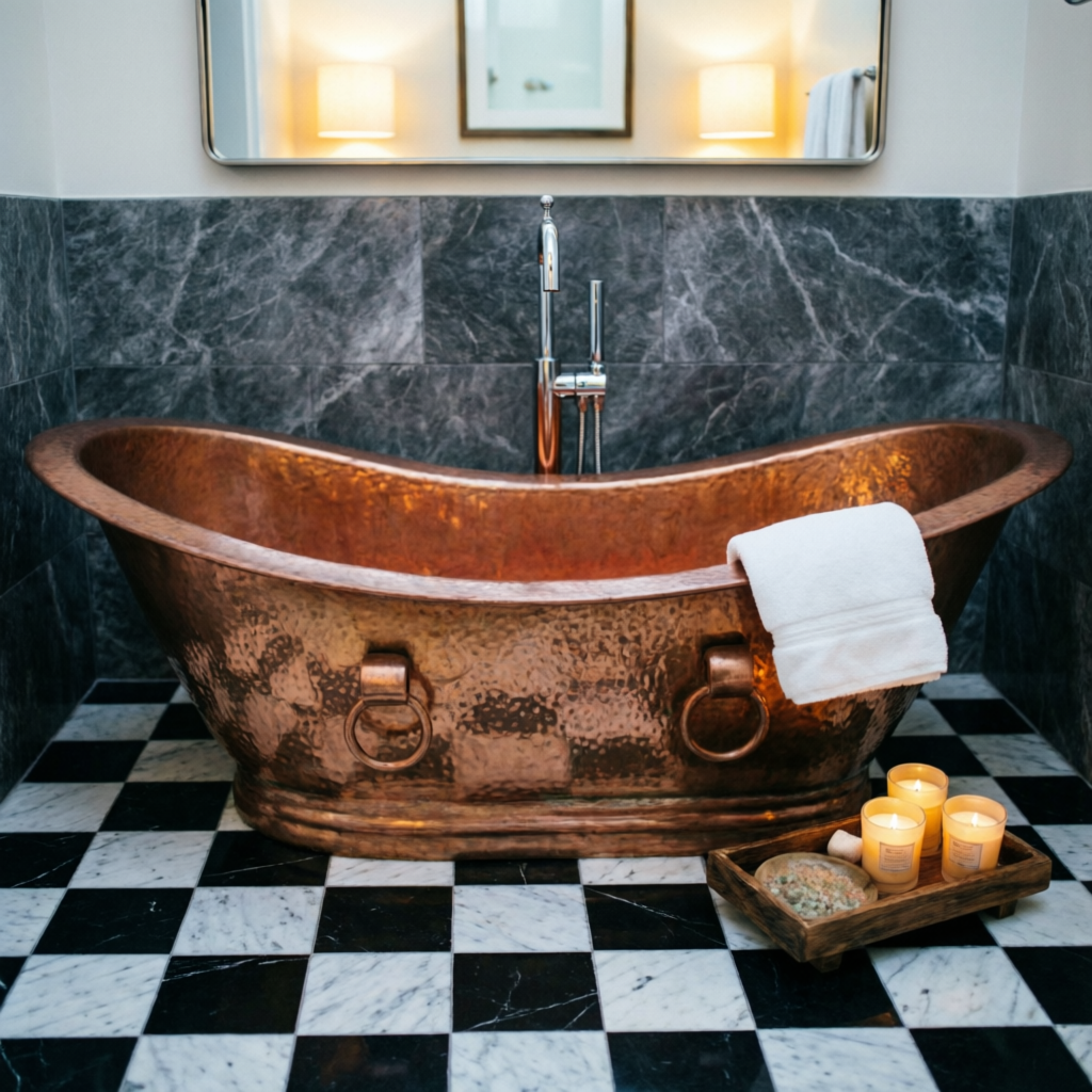 Handcrafted Copper Freestanding Bathtub - Spa Quality