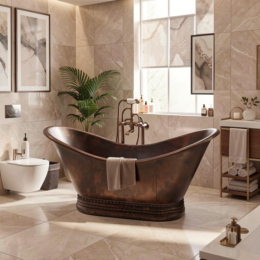 Handcrafted Copper Freestanding Bathtub - Spa Quality