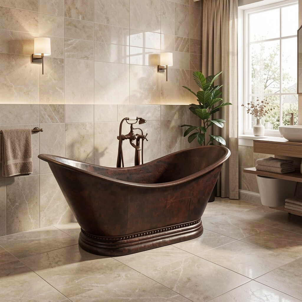 Handcrafted Copper Freestanding Bathtub - Spa Quality