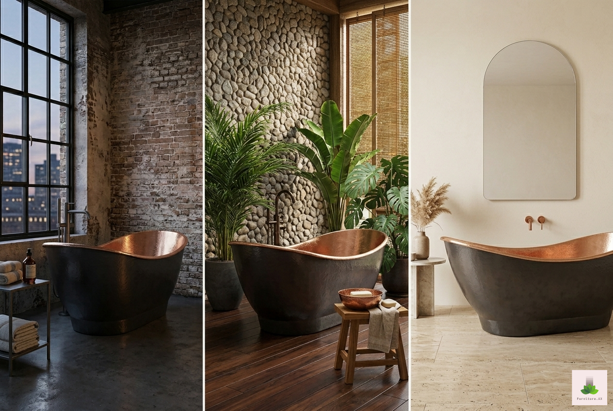 Handcrafted Copper Freestanding Bathtub - Spa Quality