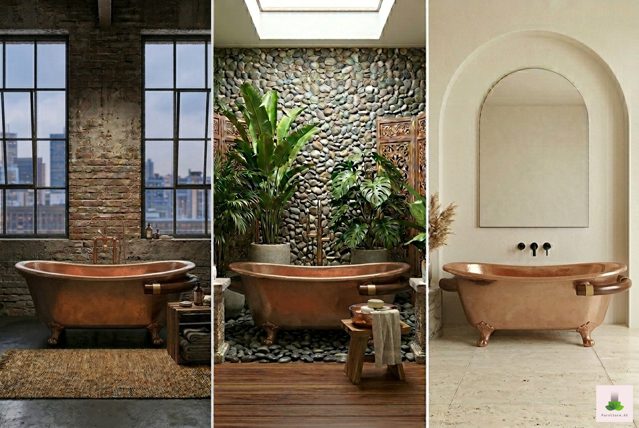 Handcrafted Copper Freestanding Bathtub With A Towel Bar - Spa Quality