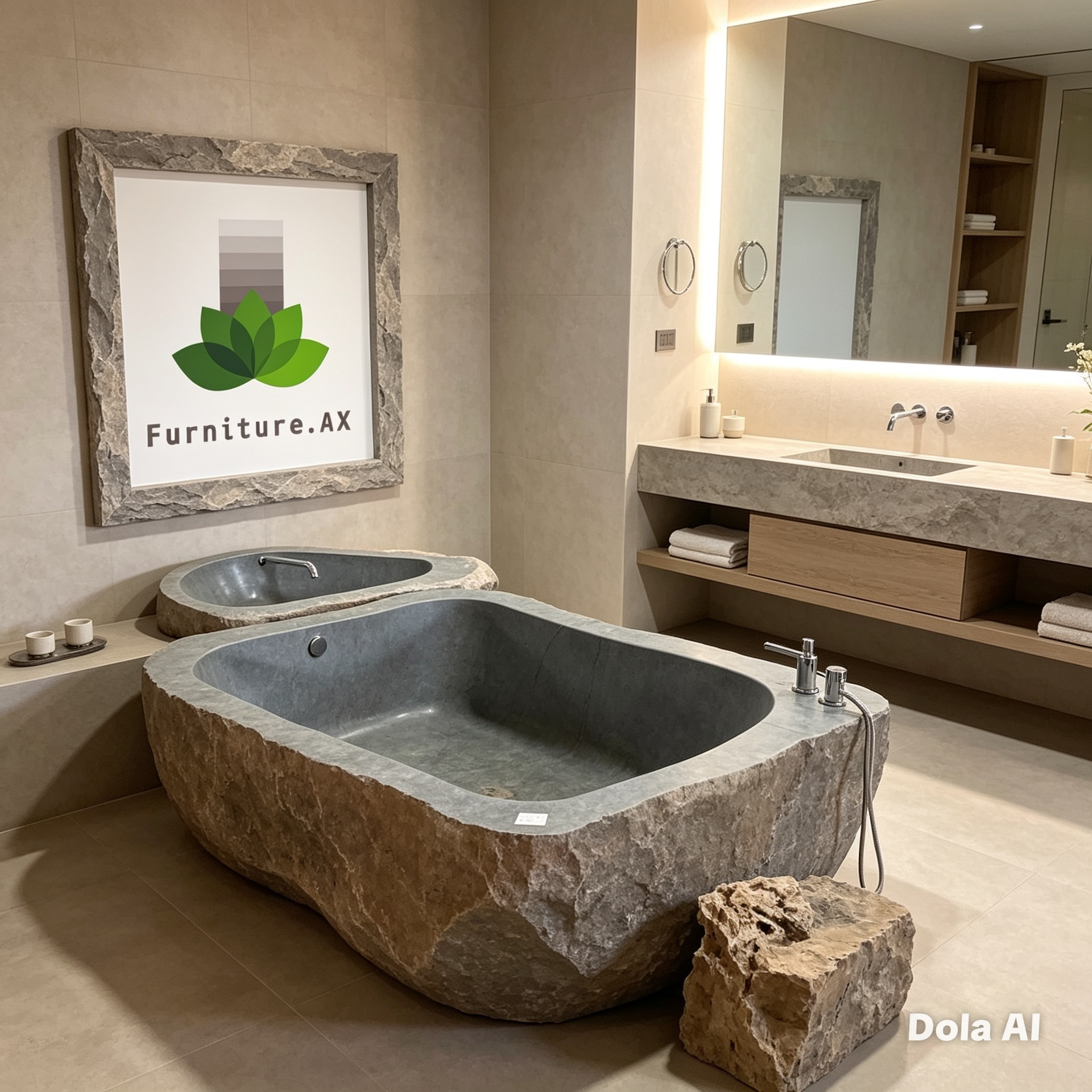 Handcrafted Natural Stone Freestanding Bathtub - Spa Quality