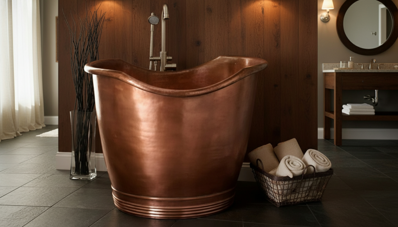 Handcrafted Copper Freestanding Bathtub - Spa Quality