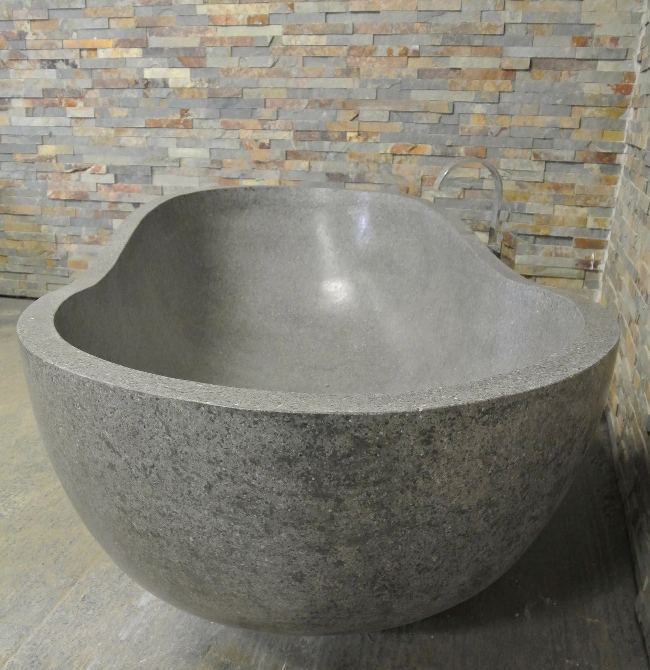 Handcrafted Grey Terrazzo Stone Freestanding Bathtub - Spa Quality