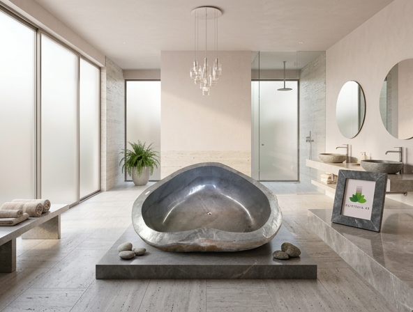 Handcrafted Natural Stone Freestanding Bathtub - Spa Quality