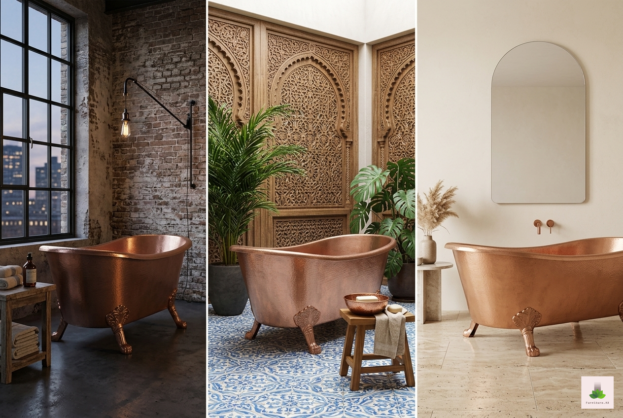 Handcrafted Copper Freestanding Bathtub - Spa Quality