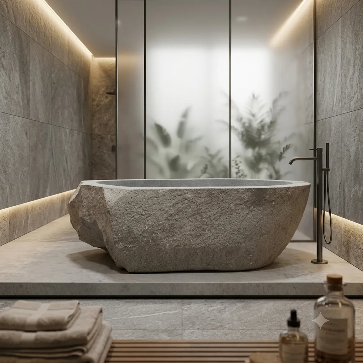 Handcrafted Natural Stone Freestanding Bathtub - Spa Quality