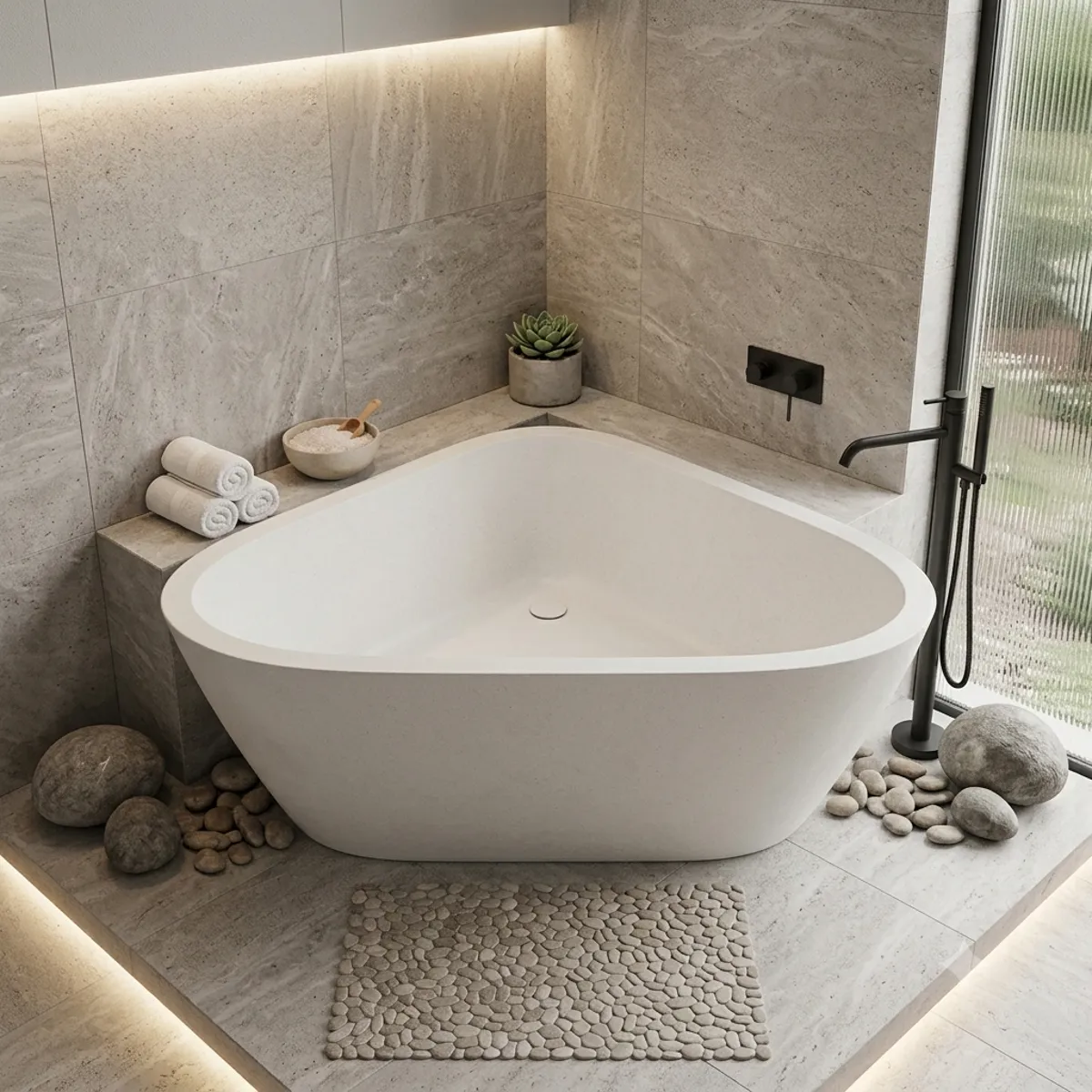 Handcrafted Terrazzo Stone Freestanding Bathtub - Spa Quality (Triangular)