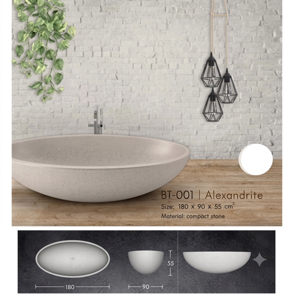 Handcrafted Terrazzo Stone and Cement Freestanding Bathtub - Spa Quality