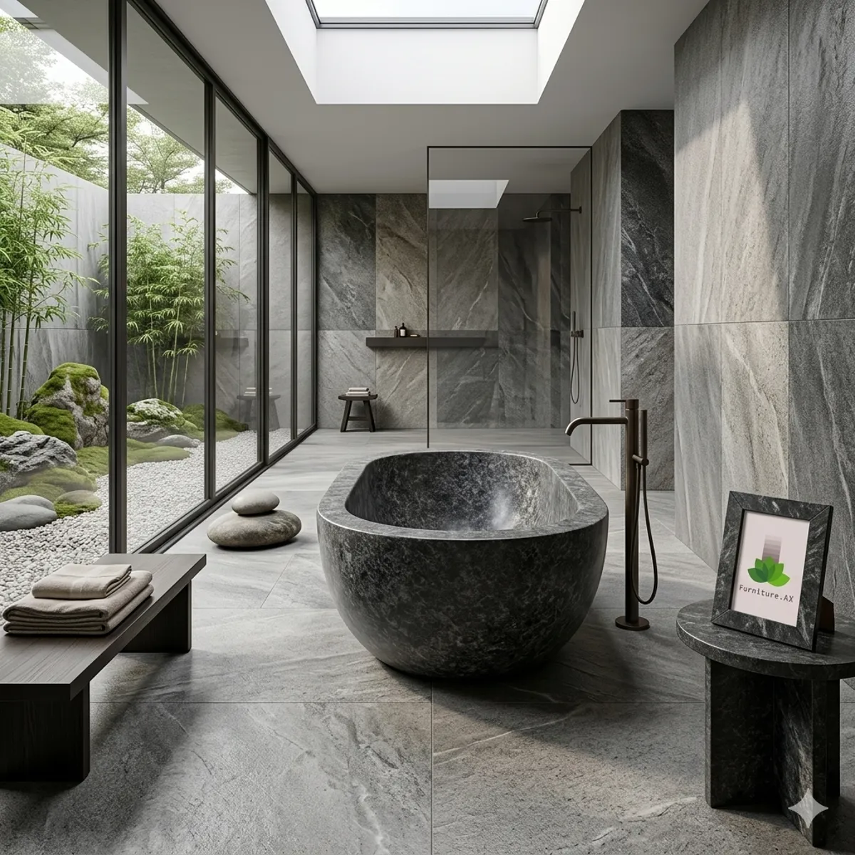 Handcrafted Natural Stone Freestanding Bathtub - Spa Quality