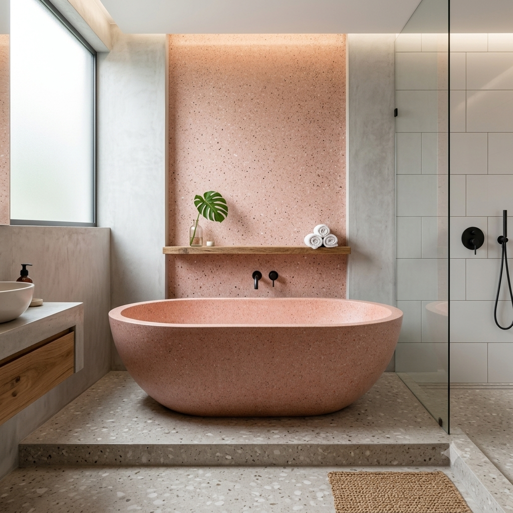 Handcrafted Terrazzo Stone Freestanding Bathtub - Spa Quality (Oval)