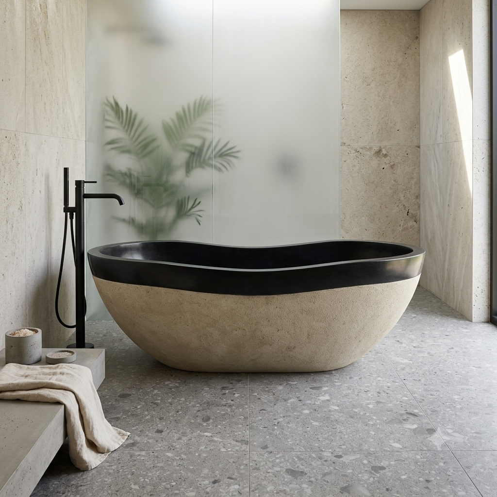 Handcrafted Terrazzo Stone Freestanding Bathtub - Spa Quality (Oval)