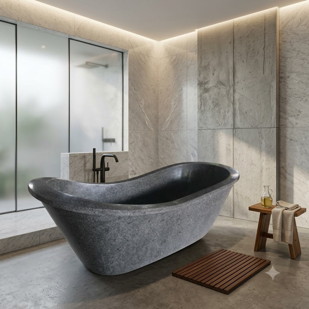 Handcrafted Terrazzo Stone Freestanding Bathtub - Spa Quality (Oval)