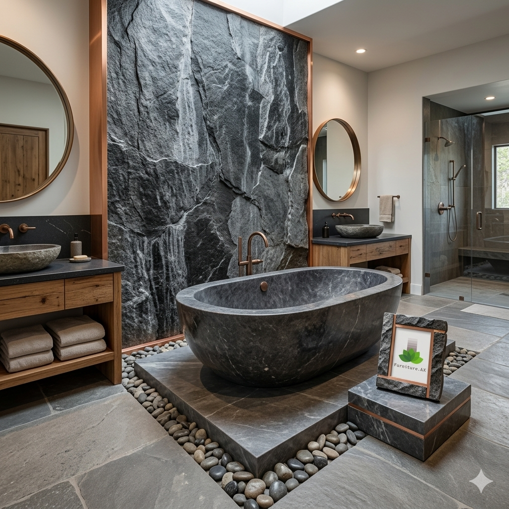 Handcrafted Marble Stone Freestanding Bathtub - Spa Quality (Oval)