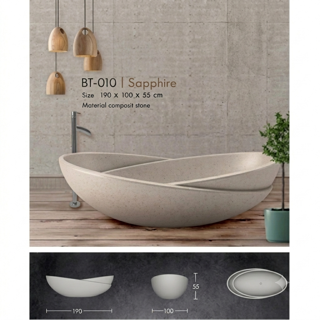 Handcrafted Terrazzo Stone and Cement Freestanding Bathtub - Spa Quality