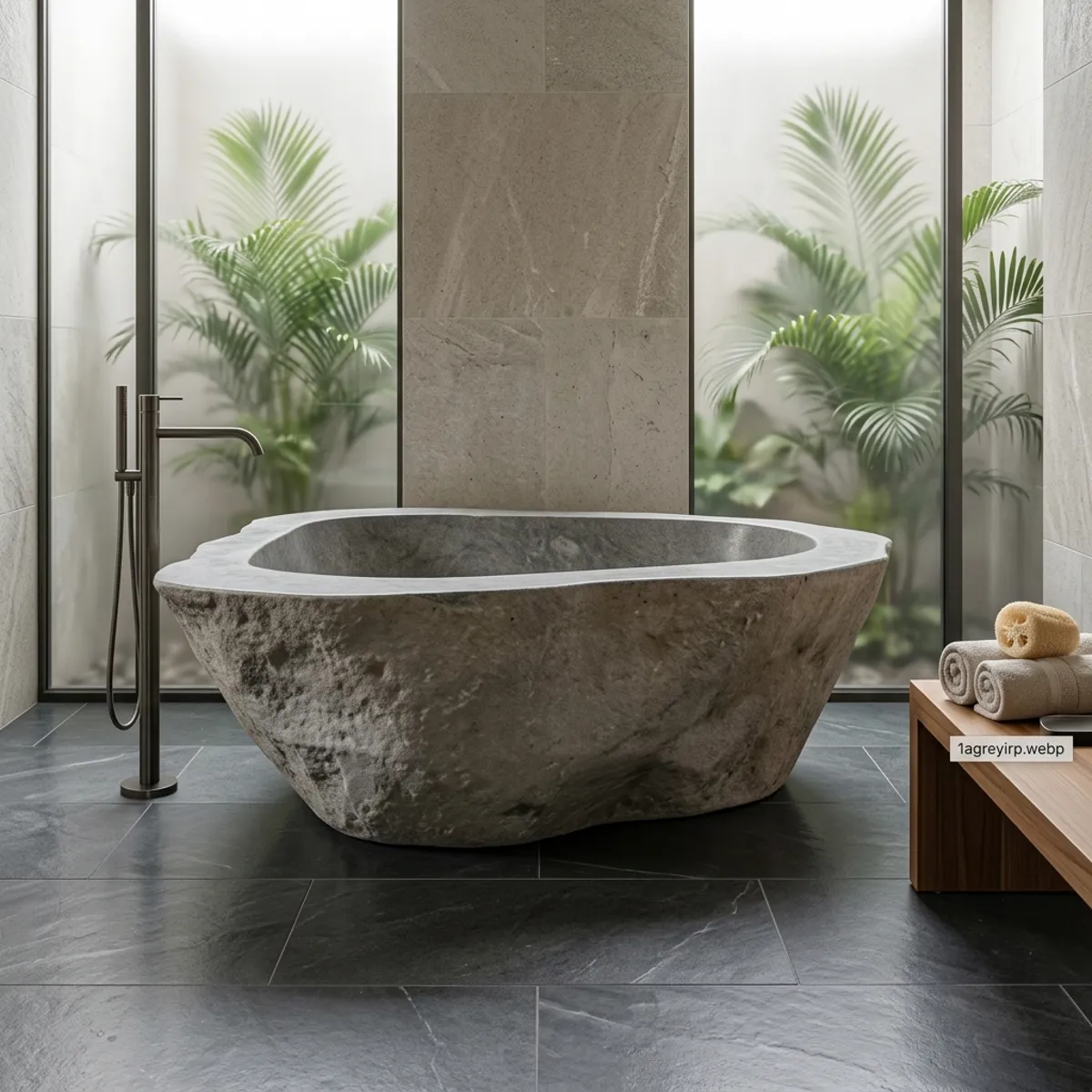 Handcrafted Natural Stone Freestanding Bathtub - Spa Quality
