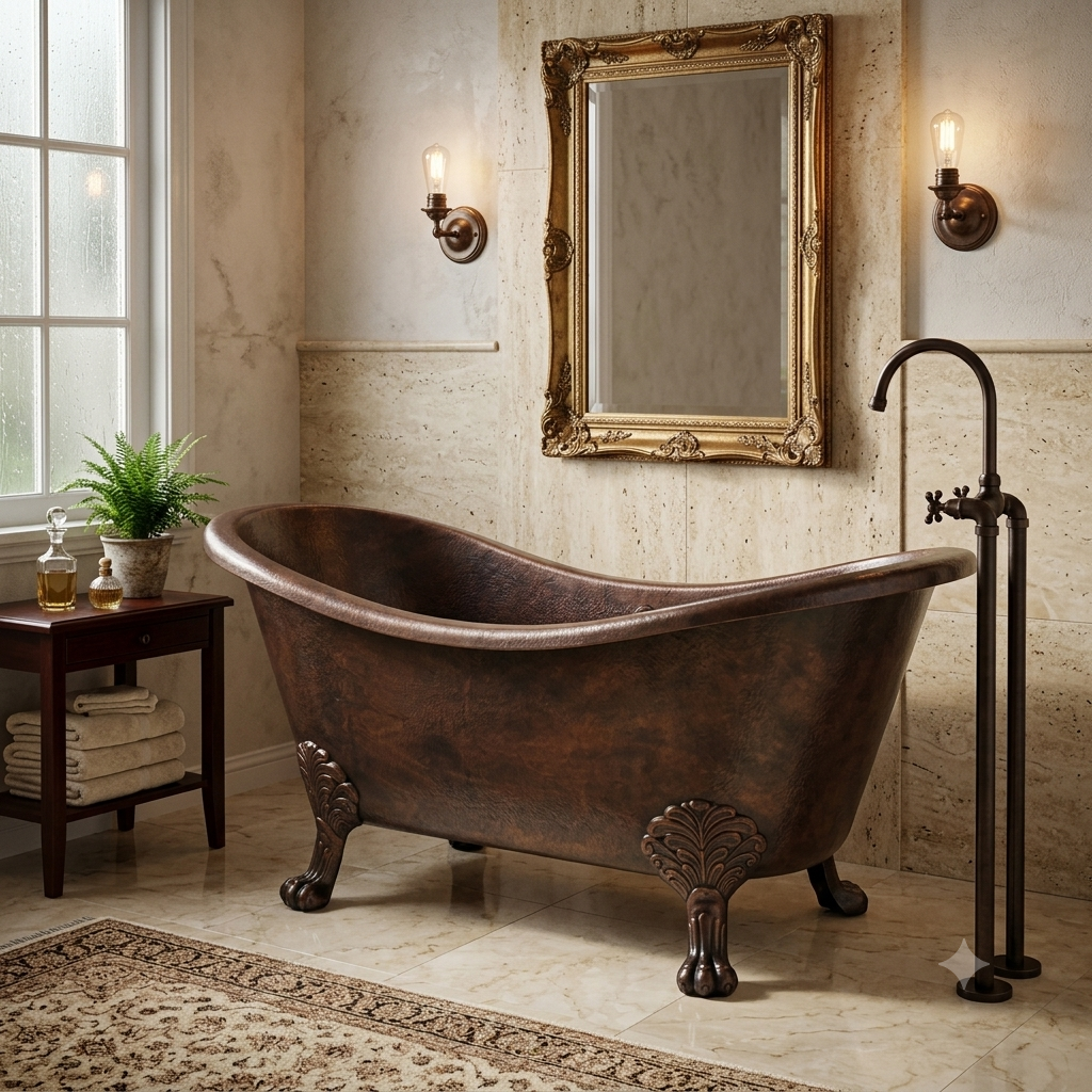 Handcrafted Copper Freestanding Bathtub - Spa Quality