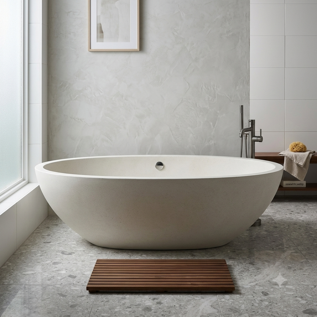 Handcrafted Terrazzo Stone Freestanding Bathtub - Spa Quality (Oval)