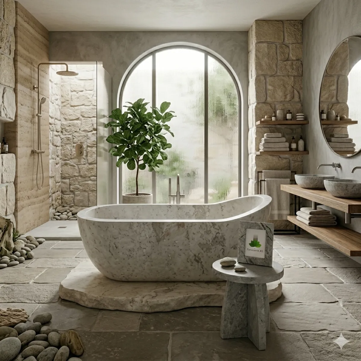 Handcrafted Marble Stone Freestanding Bathtub - Spa Quality (Oval)