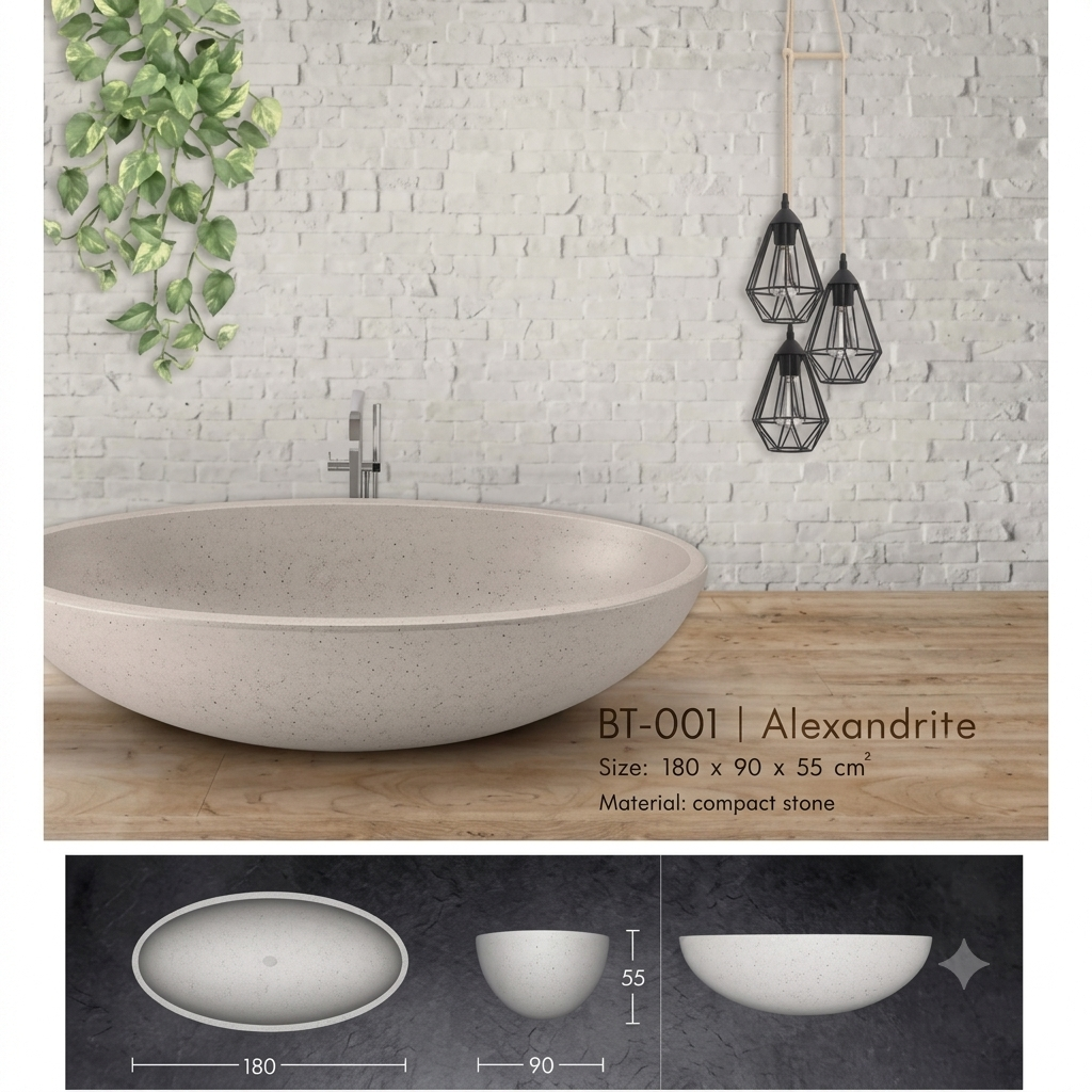 Handcrafted Terrazzo Stone and Resin Freestanding Bathtub - Spa Quality