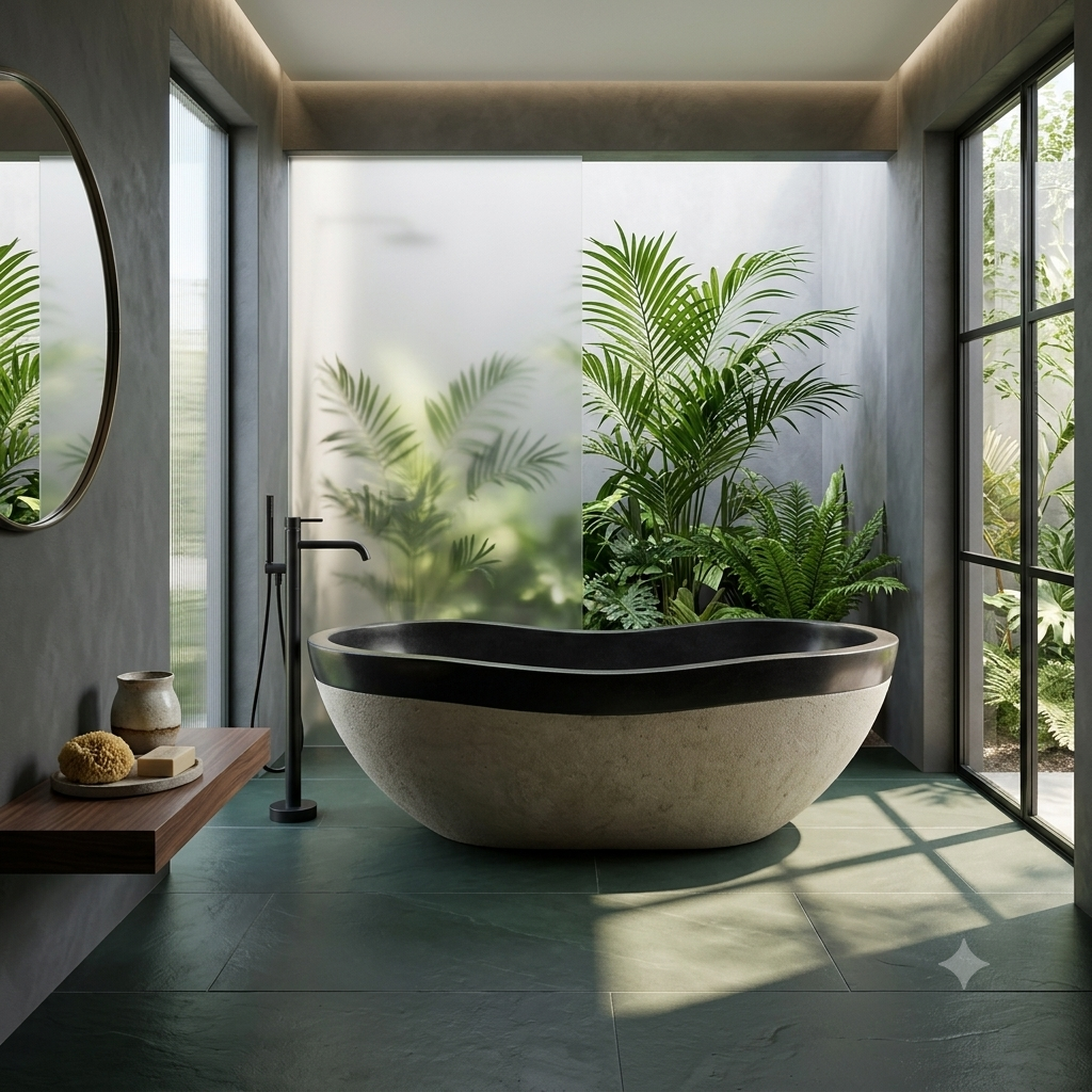 Handcrafted Terrazzo Stone Freestanding Bathtub - Spa Quality (Oval)