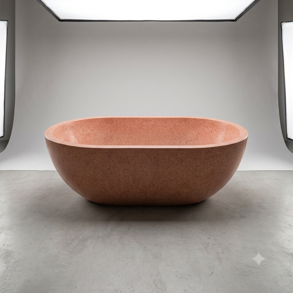 Handcrafted Terrazzo Stone Freestanding Bathtub - Spa Quality (Oval)