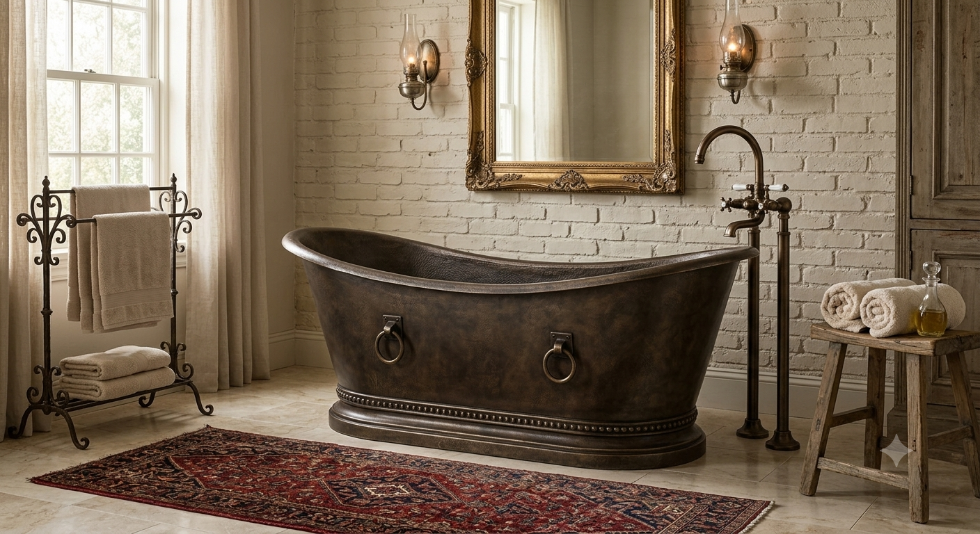 Handcrafted Copper Freestanding Bathtub - Spa Quality