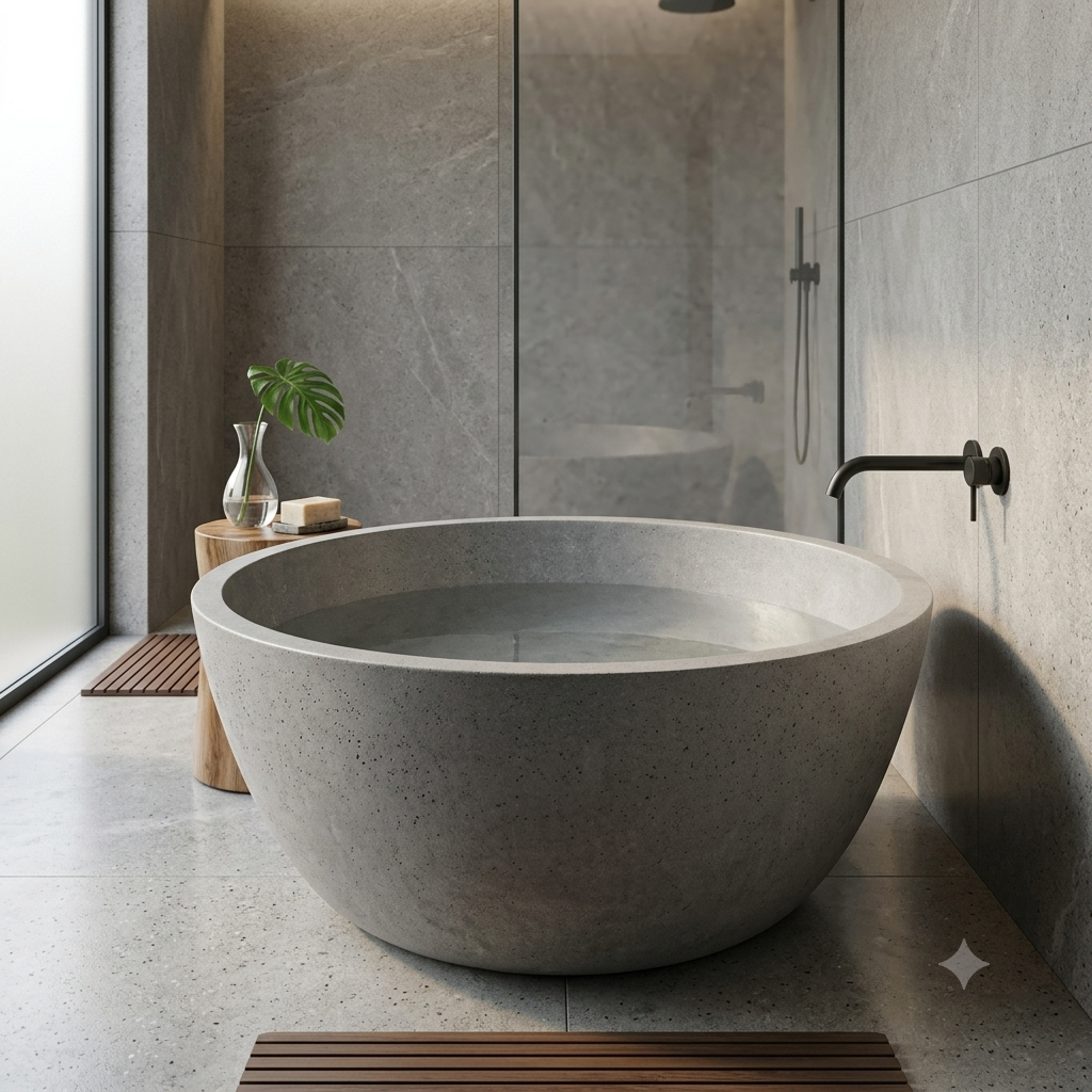 Handcrafted Natural Stone Freestanding Bathtub - Spa Quality (Round)