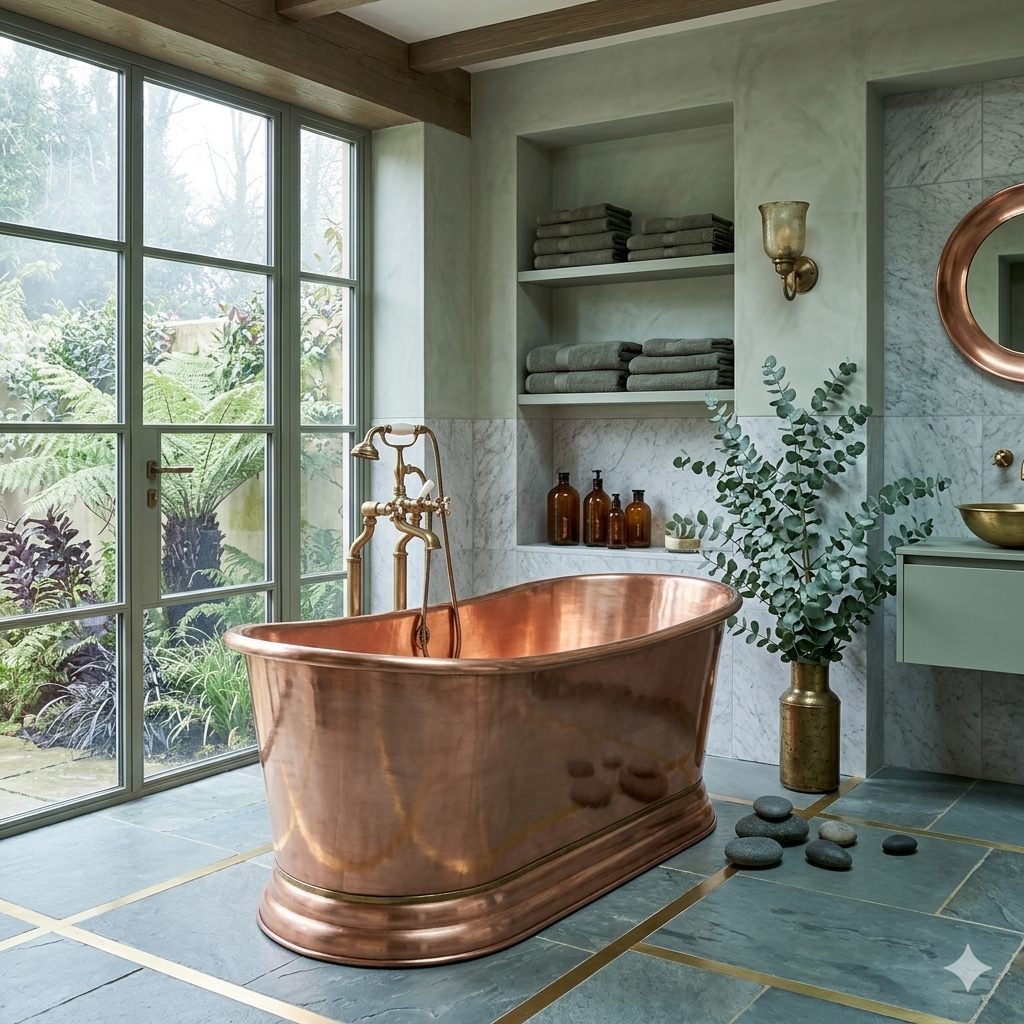 Handcrafted Copper Freestanding Bathtub - Spa Quality