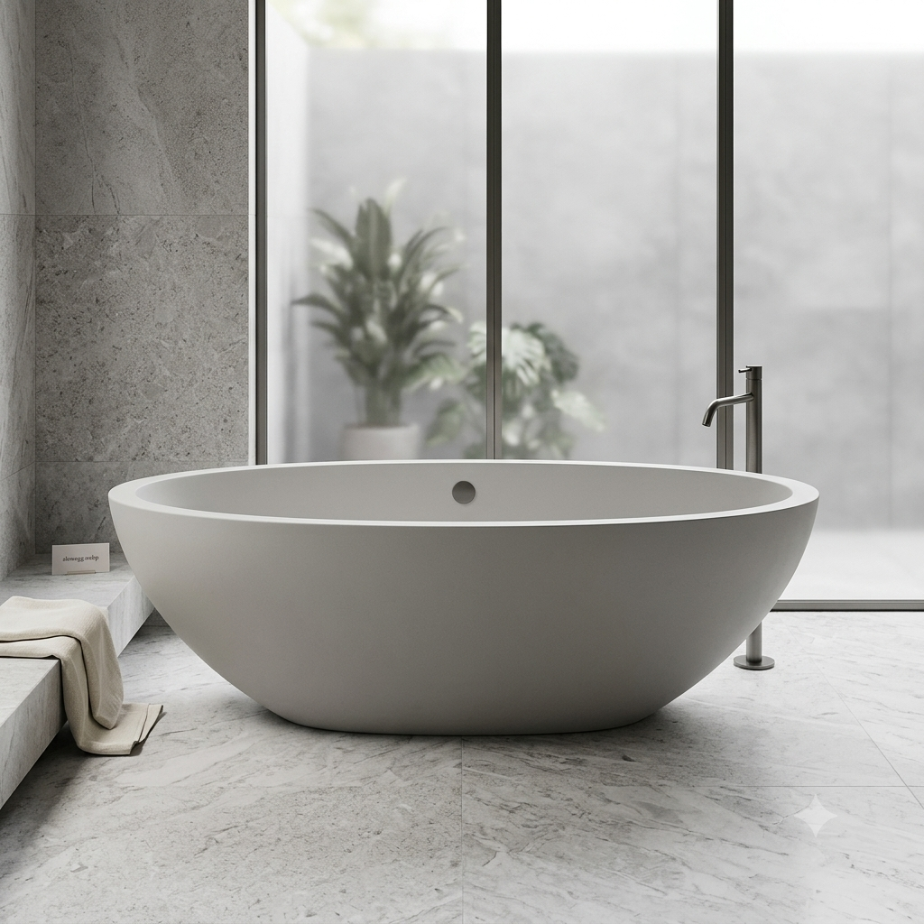 Handcrafted Terrazzo Stone Freestanding Bathtub - Spa Quality (Oval)