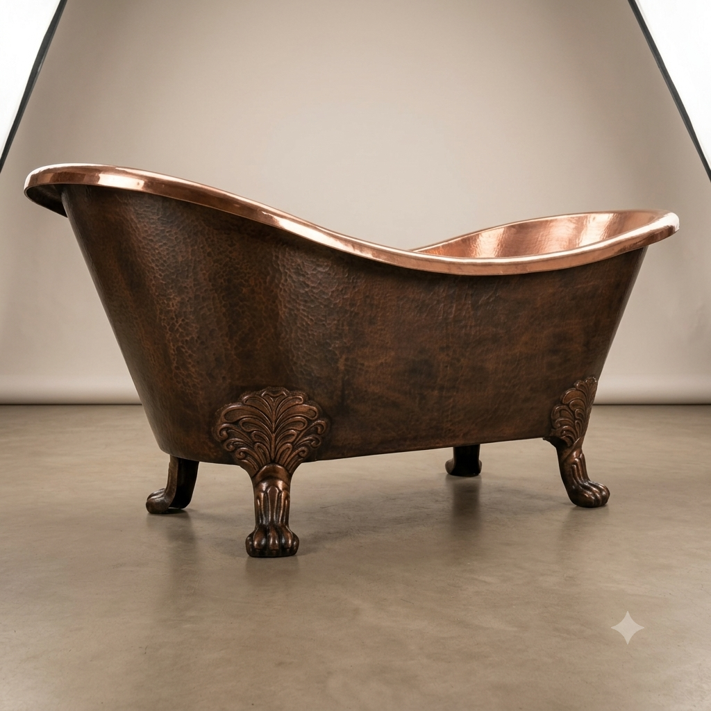 Handcrafted Copper Freestanding Bathtub - Spa Quality