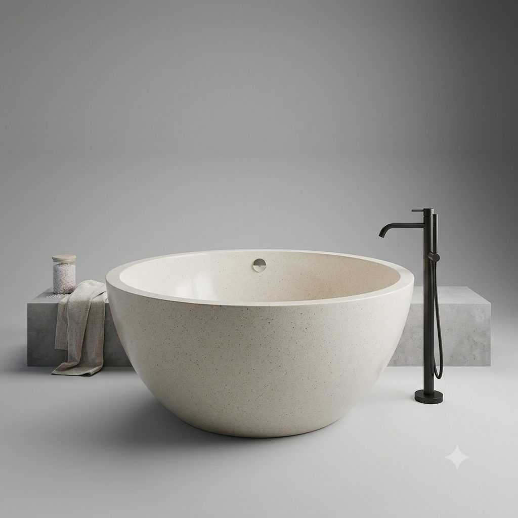 Handcrafted Terrazzo Stone Freestanding Bathtub - Spa Quality (Round)