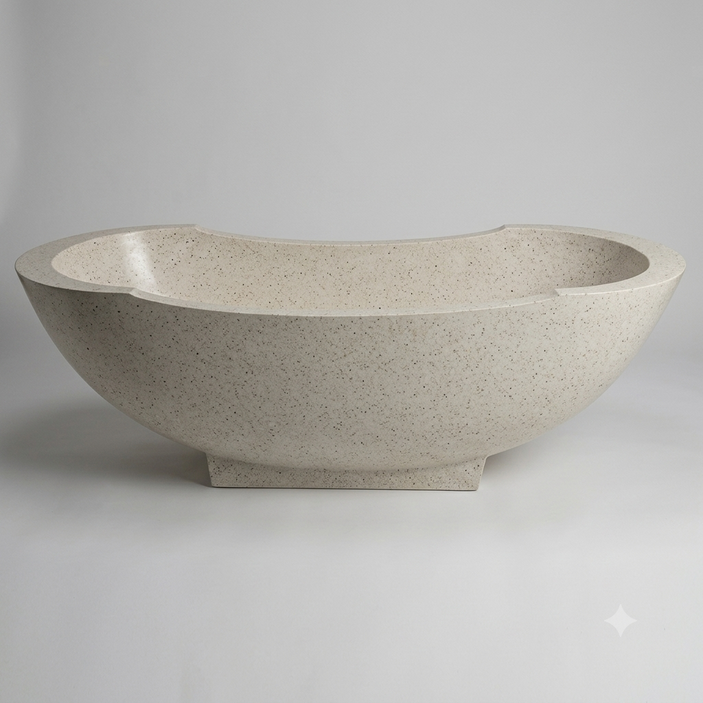 Handcrafted Terrazzo Stone Freestanding Bathtub - Spa Quality (Oval)