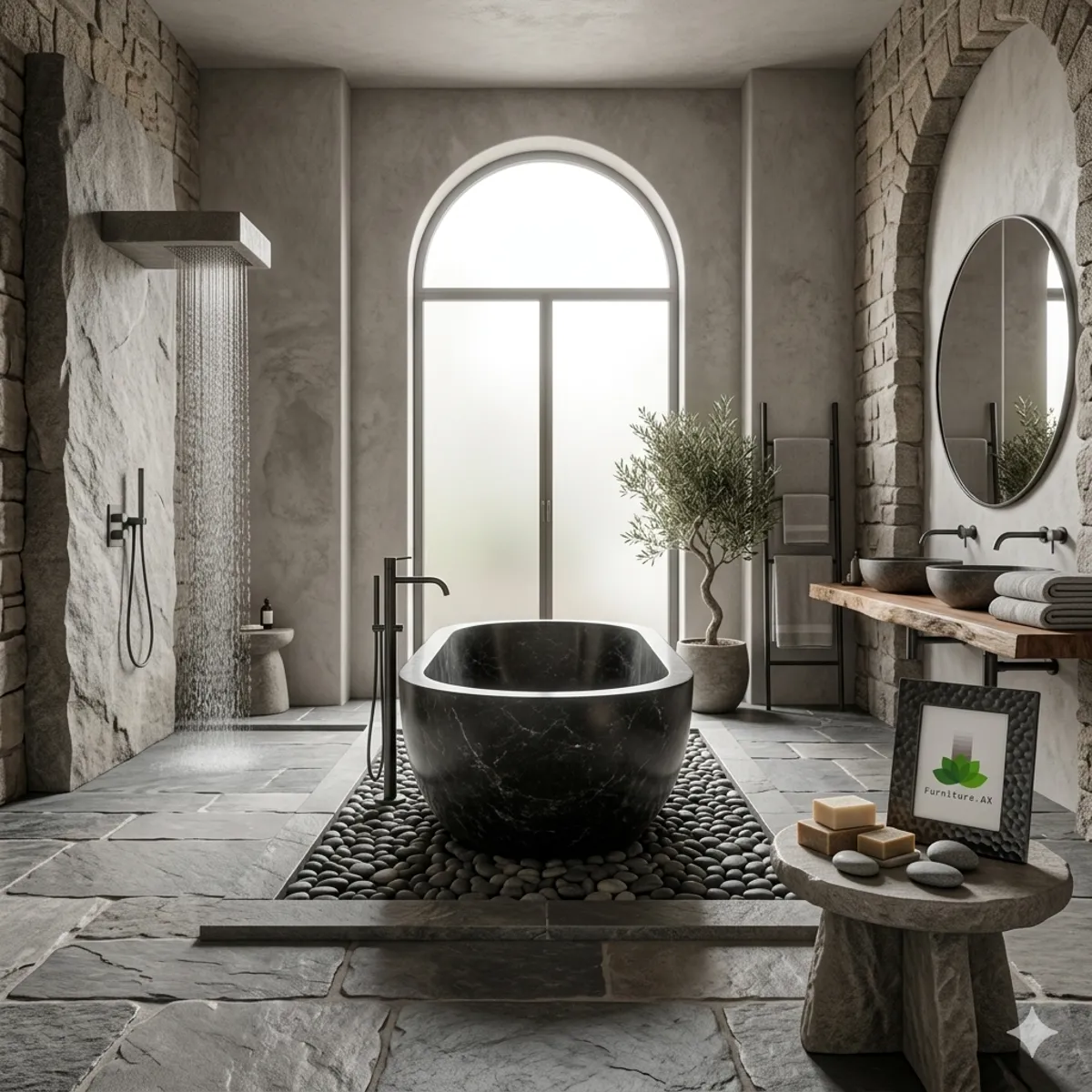 Handcrafted Marble Stone Freestanding Bathtub - Spa Quality (Oval)