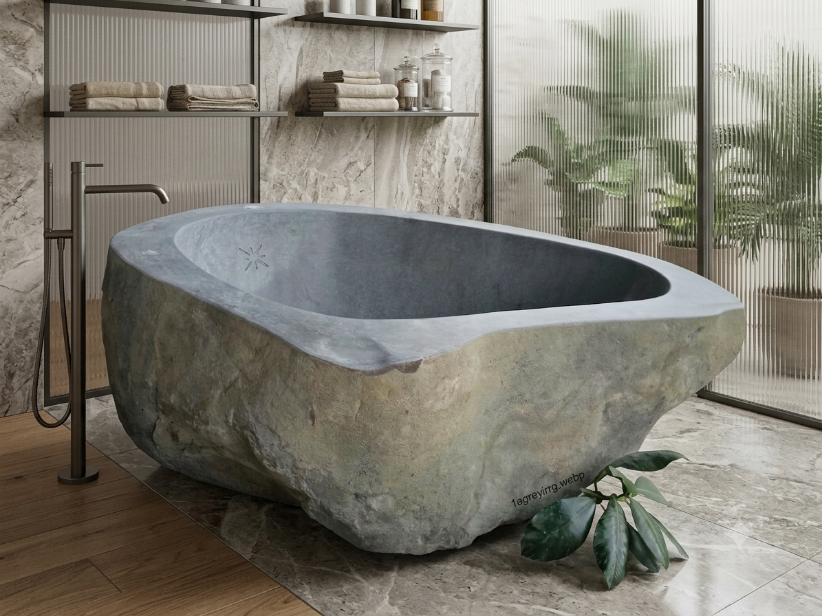 Handcrafted Natural Stone Freestanding Bathtub - Spa Quality