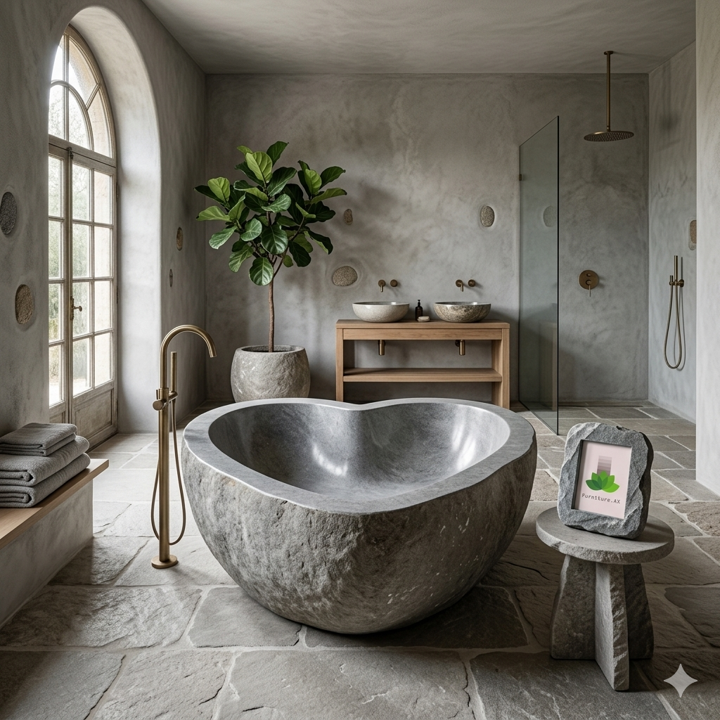 Handcrafted Natural Stone Freestanding Bathtub - Spa Quality