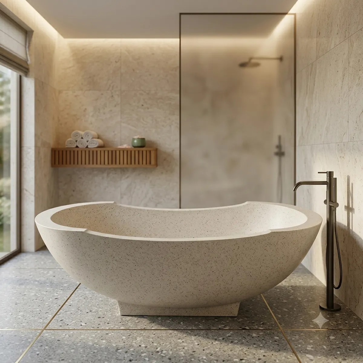 Handcrafted Terrazzo Stone Freestanding Bathtub - Spa Quality (Oval)