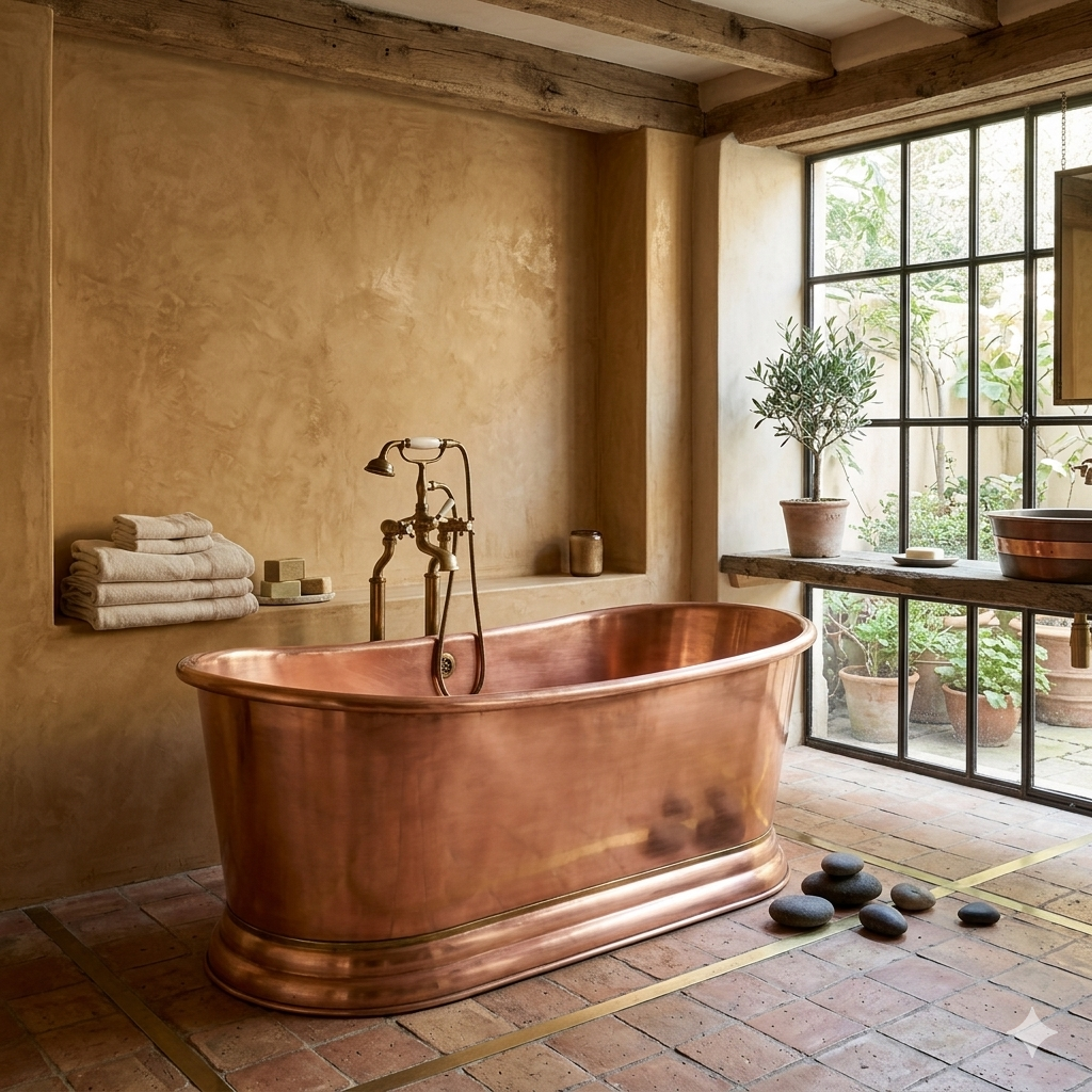 Handcrafted Copper Freestanding Bathtub - Spa Quality