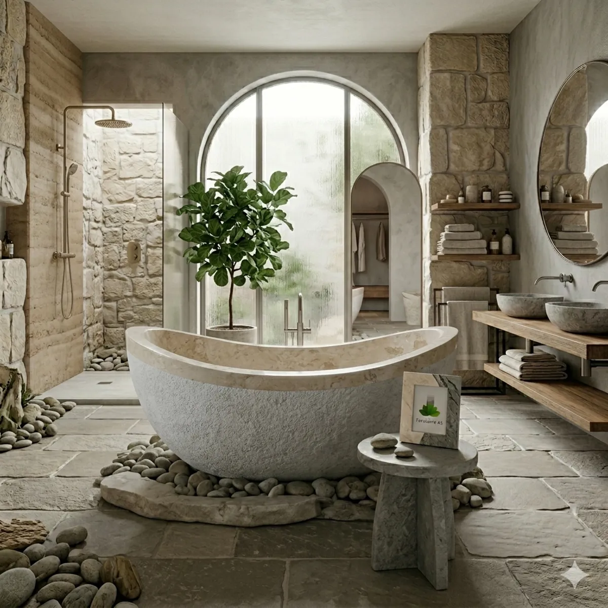 Handcrafted Marble Stone Freestanding Bathtub - Spa Quality (Oval)