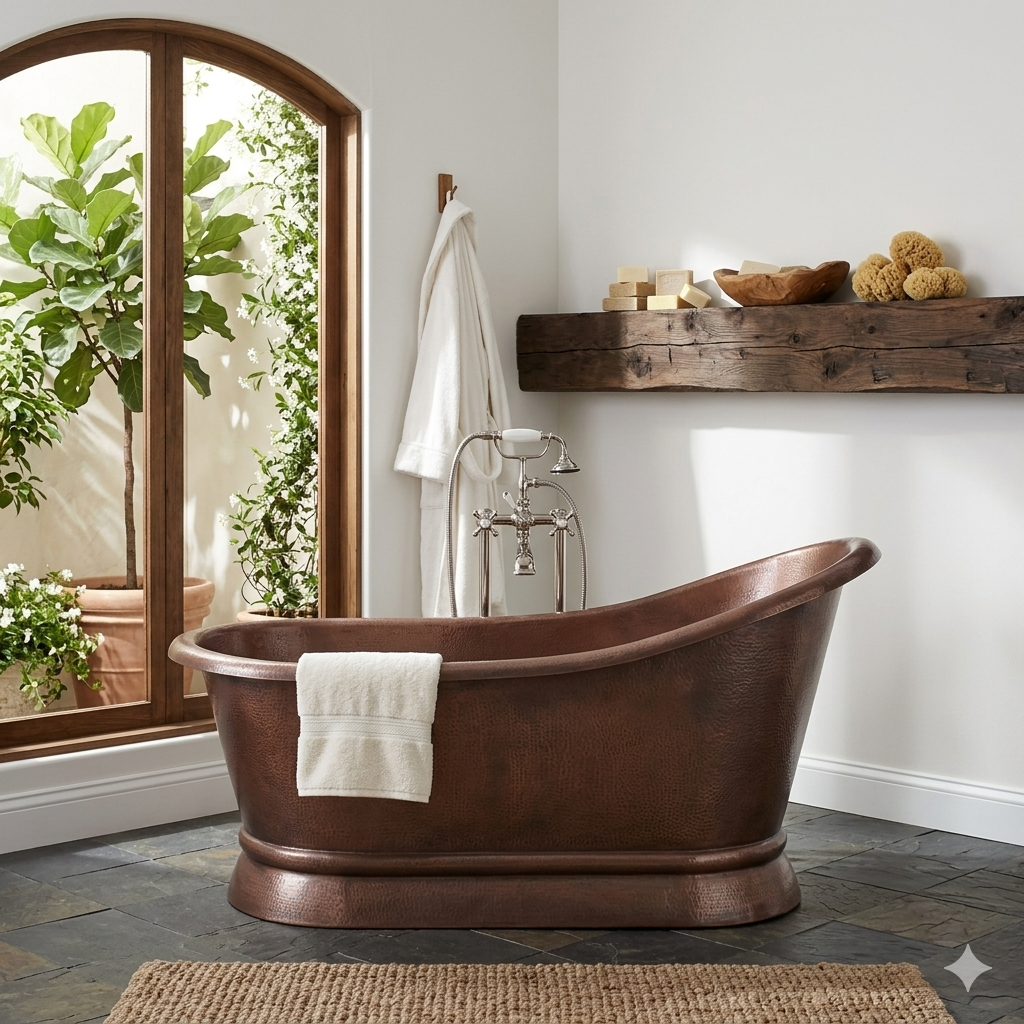 Handcrafted Copper Freestanding Bathtub - Spa Quality