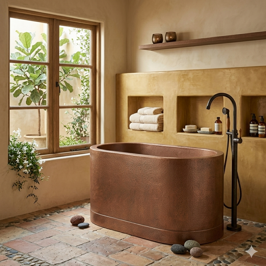 Handcrafted Copper Freestanding Bathtub - Spa Quality