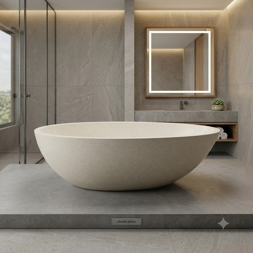 Handcrafted Terrazzo Stone Freestanding Bathtub - Spa Quality (Oval)